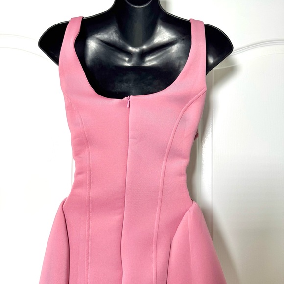 Maeve Anthropologie Pink Scuba Fairy Fit & Flare Mini Dress Barbiecore Basque - Picture 8 of 10